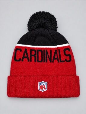 New Era Arizona Cardinals NFL Red Black Pom Beanie Cuffed Knit Winter Hat